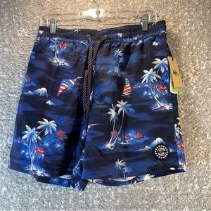 Quiksilver Uncle Sam Recycled Volley 17” Shorts Blue Island Hopper New Medium